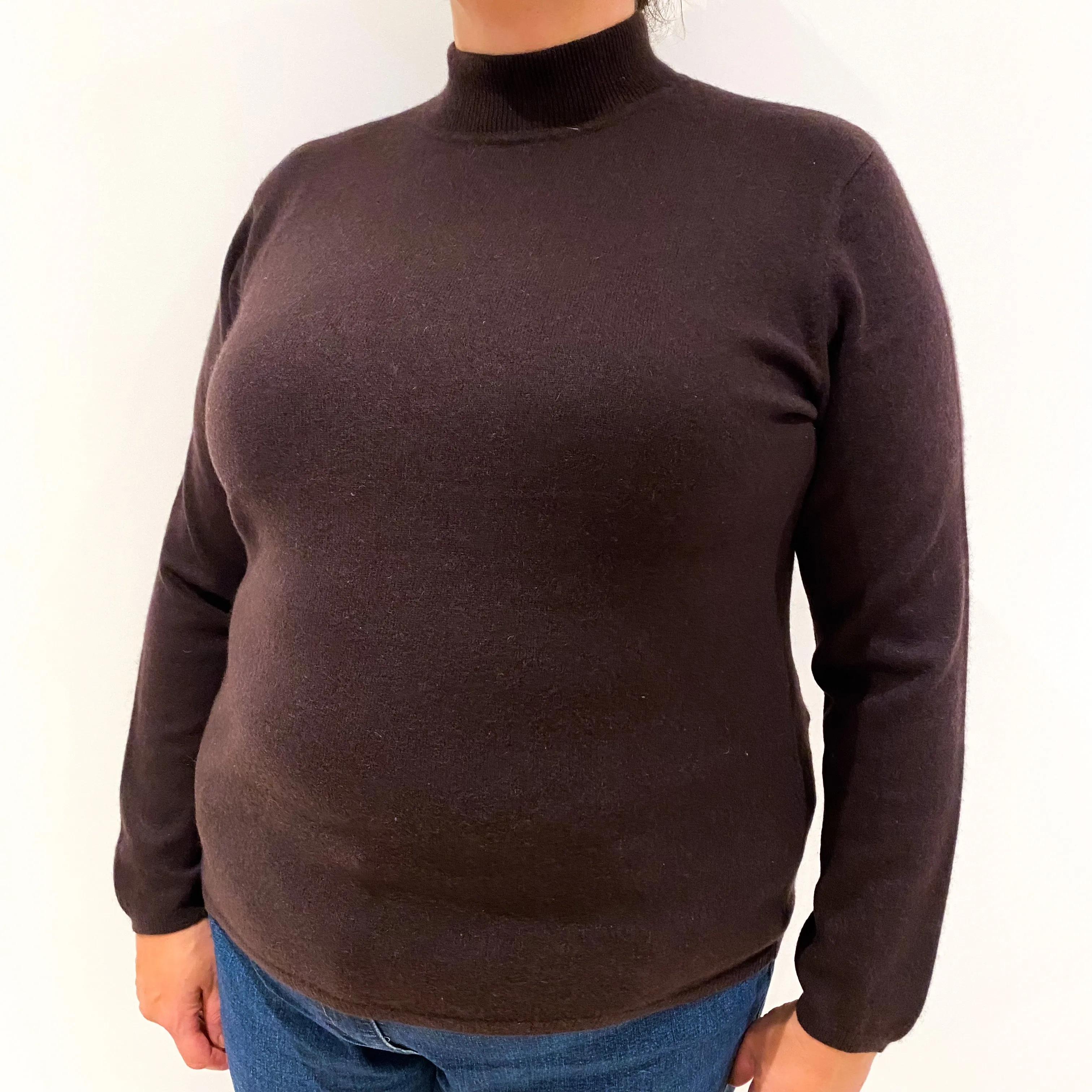 Peppercorn Brown Cashmere Polo Neck Jumper Extra Large