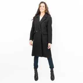 Phase Eight Revere Coat Wool Blend Double Breasted Knee Length Black