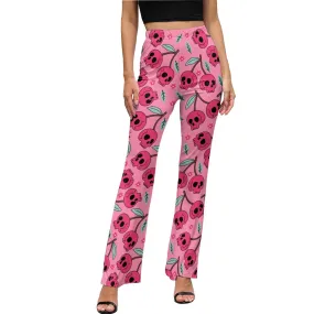 Pink Cherry Skulls Flared Pants