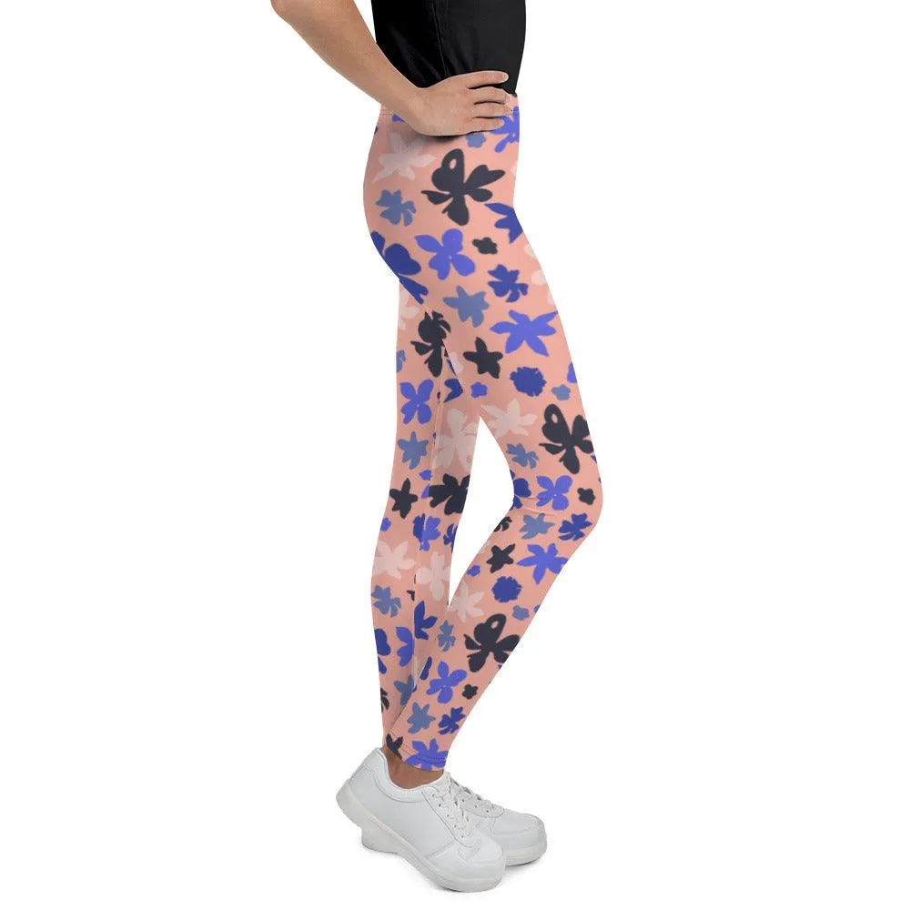 Pink Floral Youth Leggings