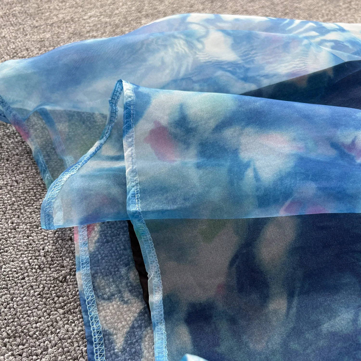 Printed Cutout Puffy Organza Slip Dress