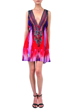 Purple Rain Printed Short Dress
