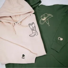 "Boots & Hat" Couple Matching Hoodies - Custom Embroidered Sweatshirts For Couples