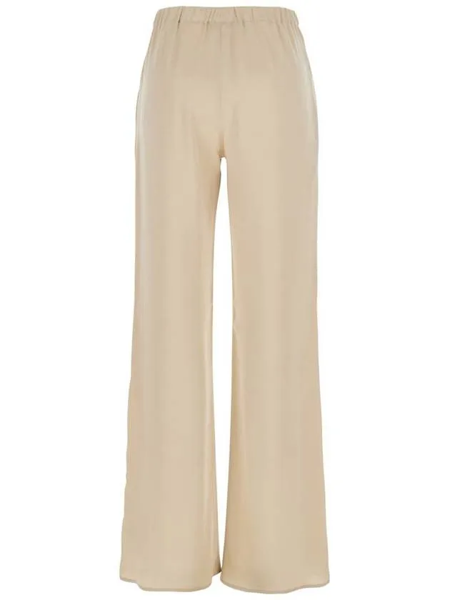 'Rapolano' Beige Pants With Elastic Waist And Wide Leg In Silk Blend Woman