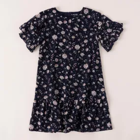 Rose Floral Ruffle Hem Dress