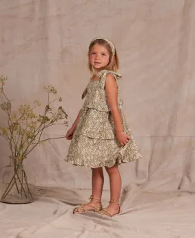 Rylee   Cru Girls Golden Ditsy Ruffle Swing Dress