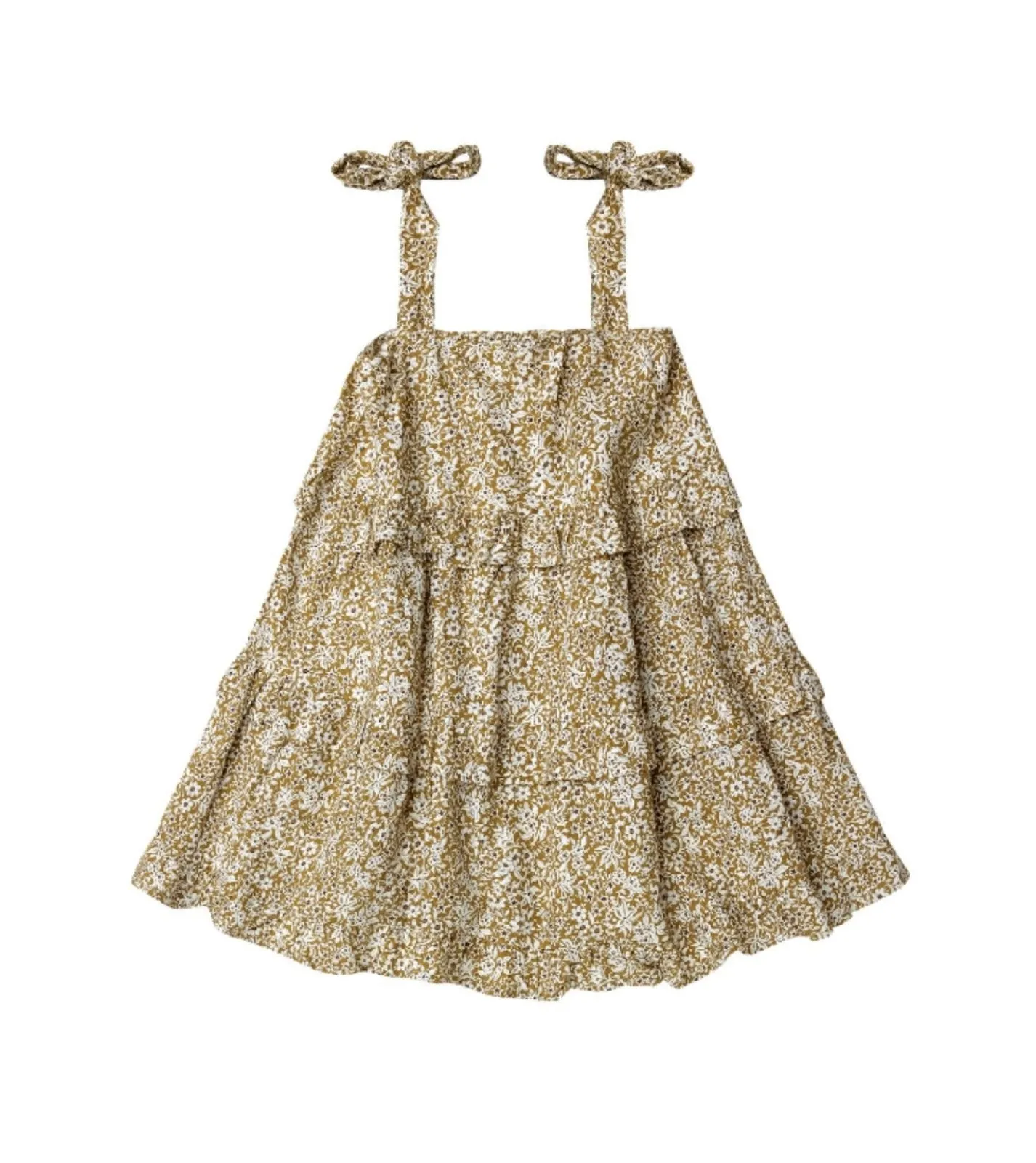 Rylee   Cru Girls Golden Ditsy Ruffle Swing Dress
