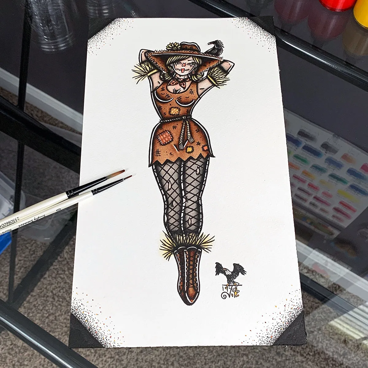 Scarecrow Pinup Original Painting