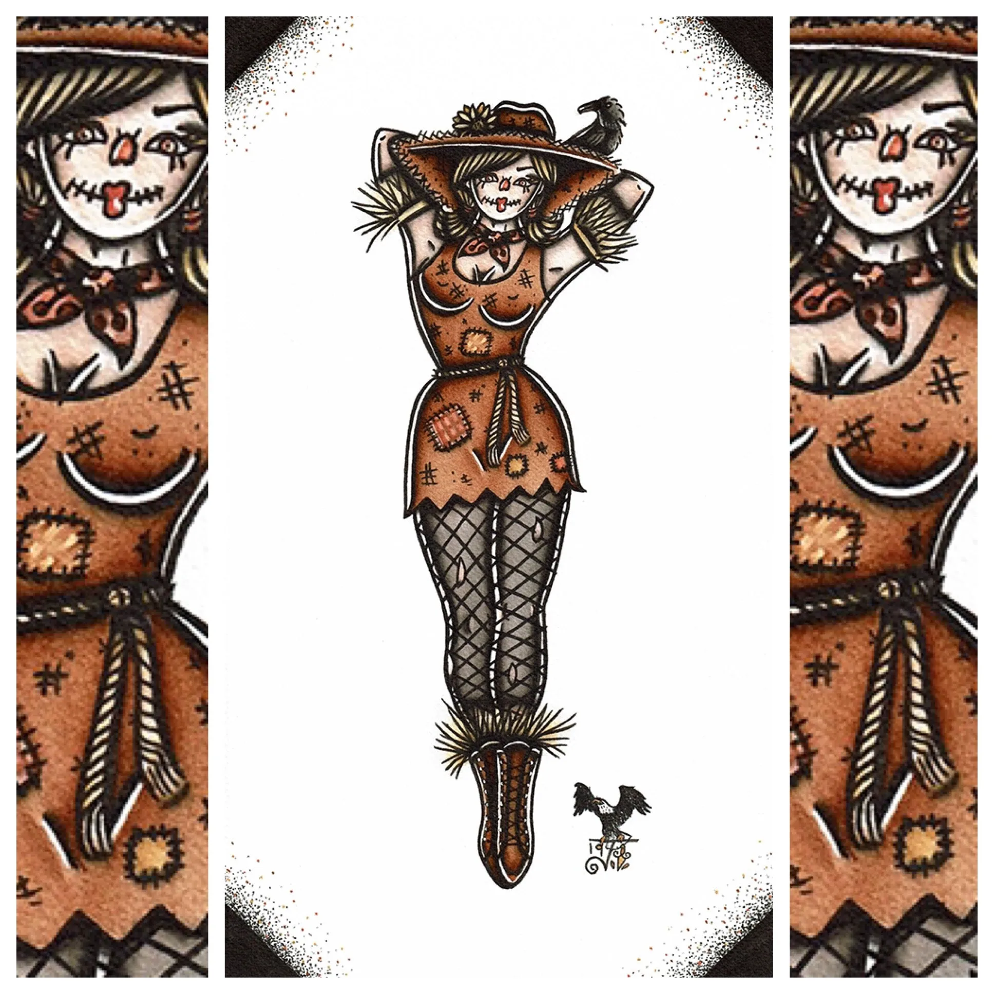 Scarecrow Pinup Original Painting