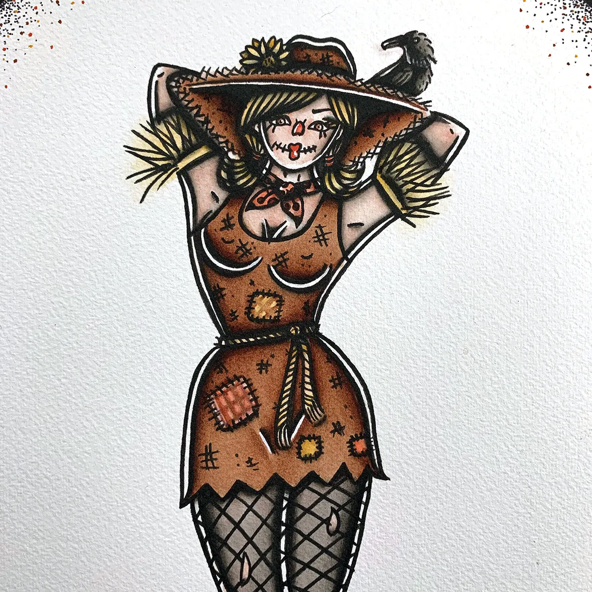 Scarecrow Pinup Original Painting