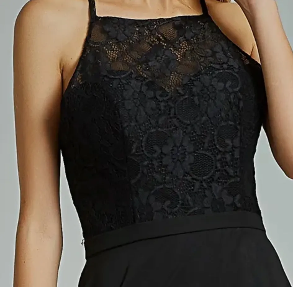 Sexy High Neck Split Chiffon Bridesmaid Dress