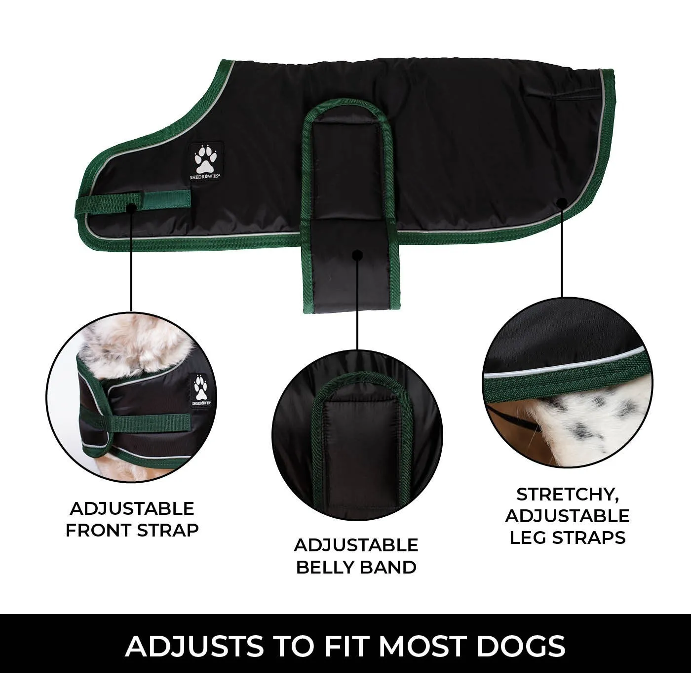 Shedrow K9 Vail Dog Coat Black with Smoke Pine Trim (EXTRA 50% OFF AT CHECKOUT)