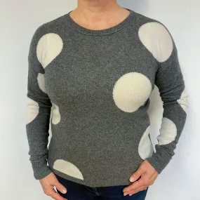 Slate Grey Circles Cashmere Crew Neck Jumper Large