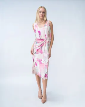 Sleeveless Jersey Faux Wrap Dress