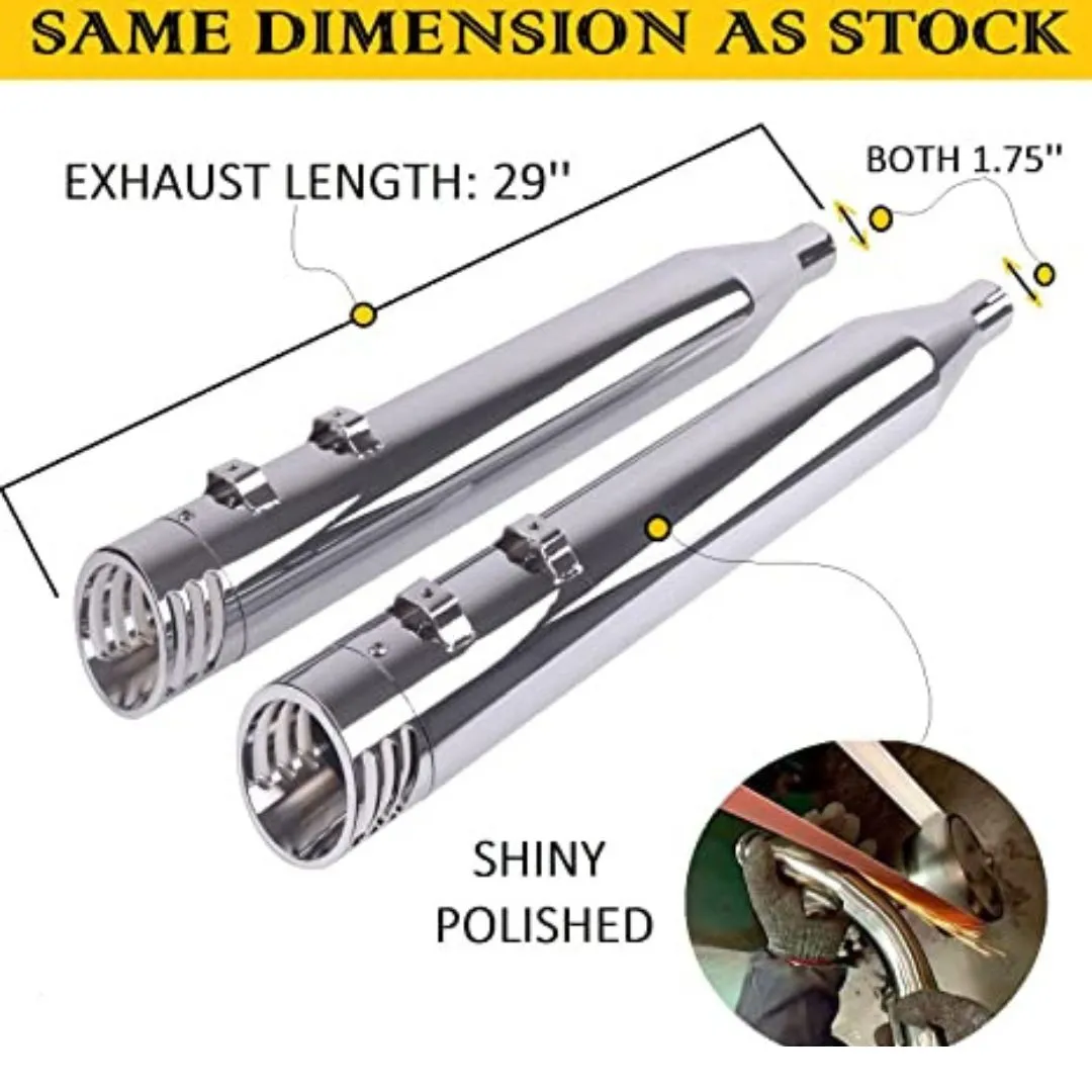 Slip on Mufflers for Harley all Trike Models, 4.0” Exhaust Pipes, Amazing Sound for Harley Davidson 2009-UP