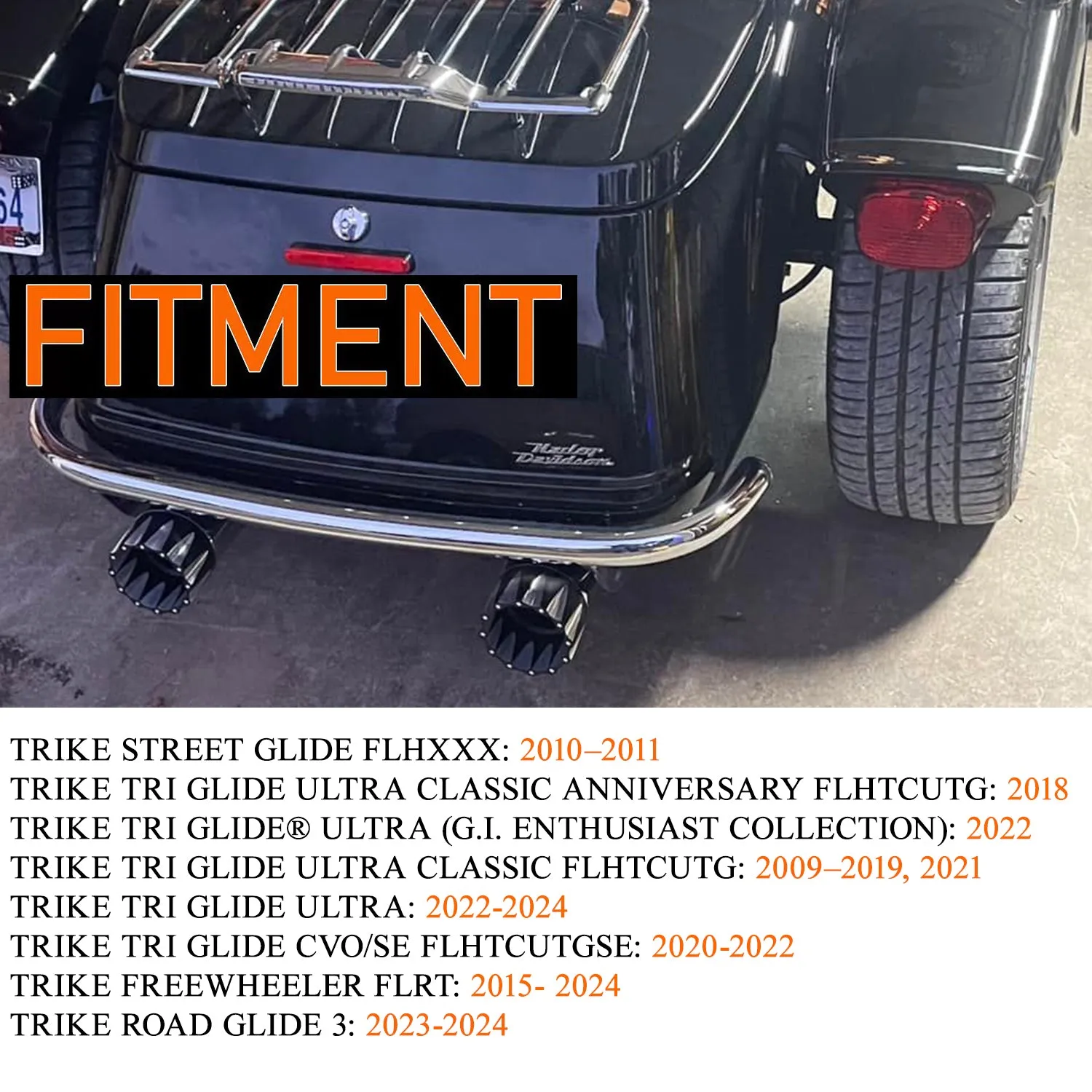 Slip on Mufflers for Harley all Trike Models, 4.0” Exhaust Pipes, Amazing Sound for Harley Davidson 2009-UP