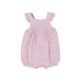 Smocked Front Overall Shortie - Ballet Solid Muslin | Angel Dear