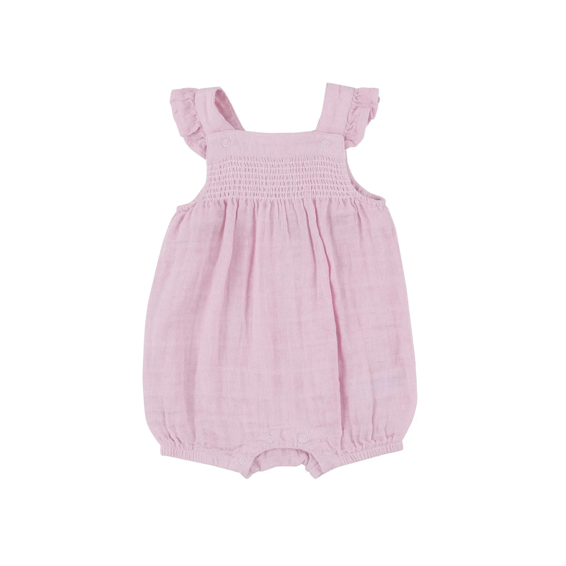 Smocked Front Overall Shortie - Ballet Solid Muslin | Angel Dear
