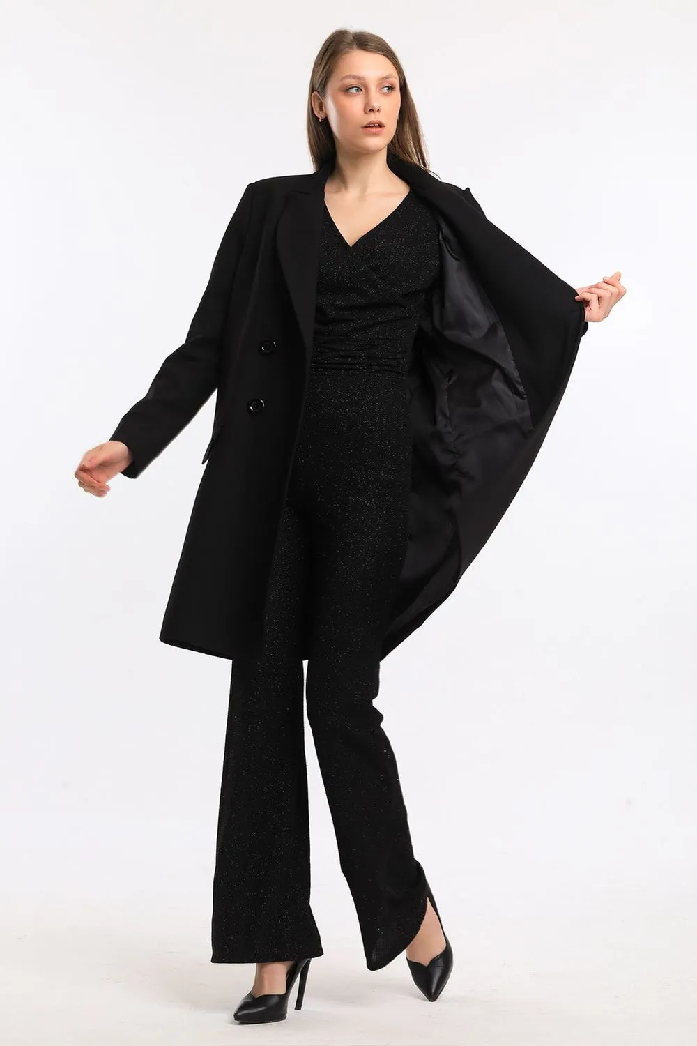 SNS Sense Black Lined Long Trench Coat - Hemel Hempstead
