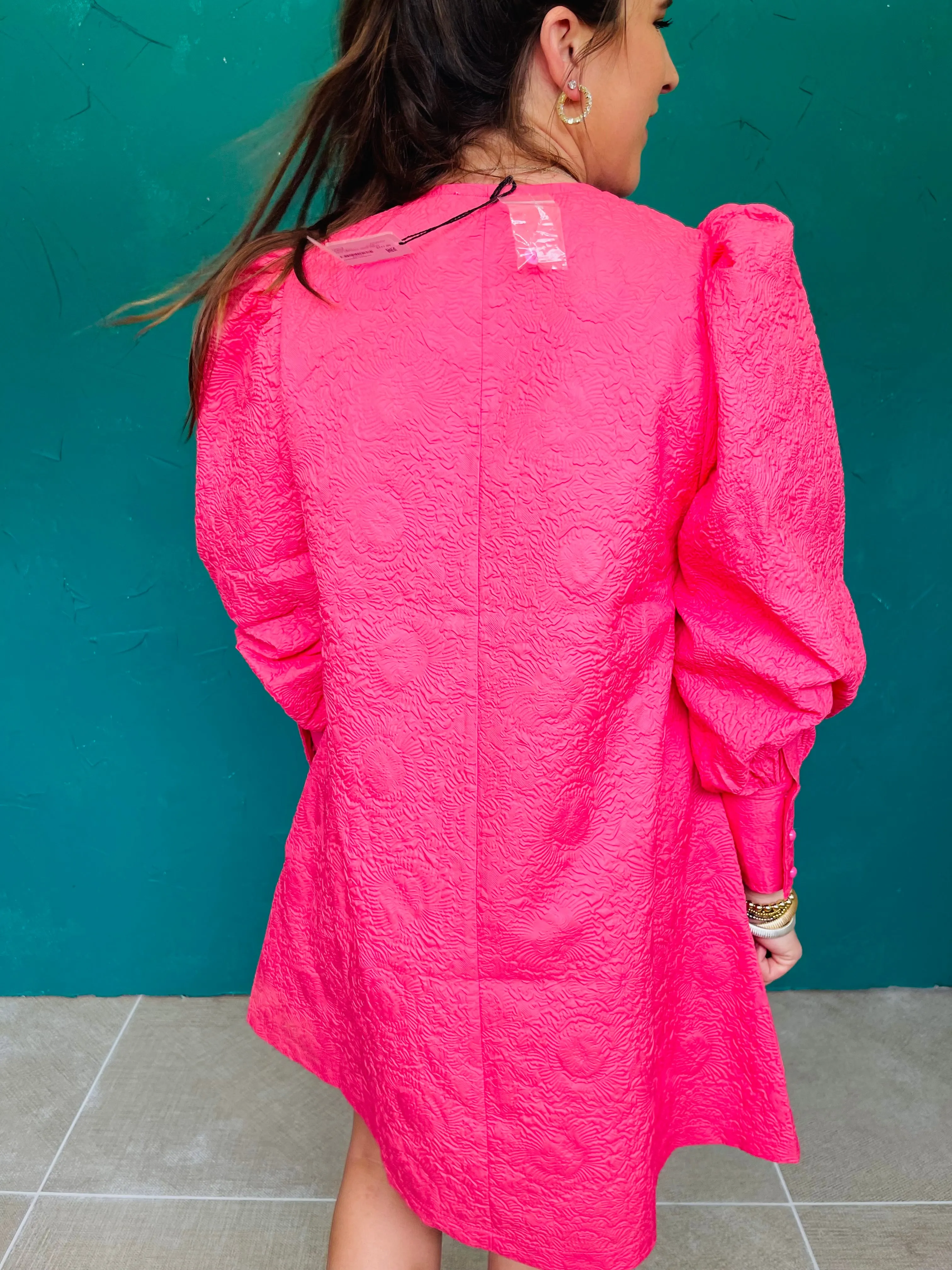 Solid Embossed Vneck Dress