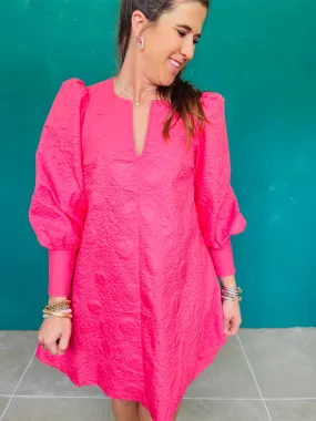 Solid Embossed Vneck Dress