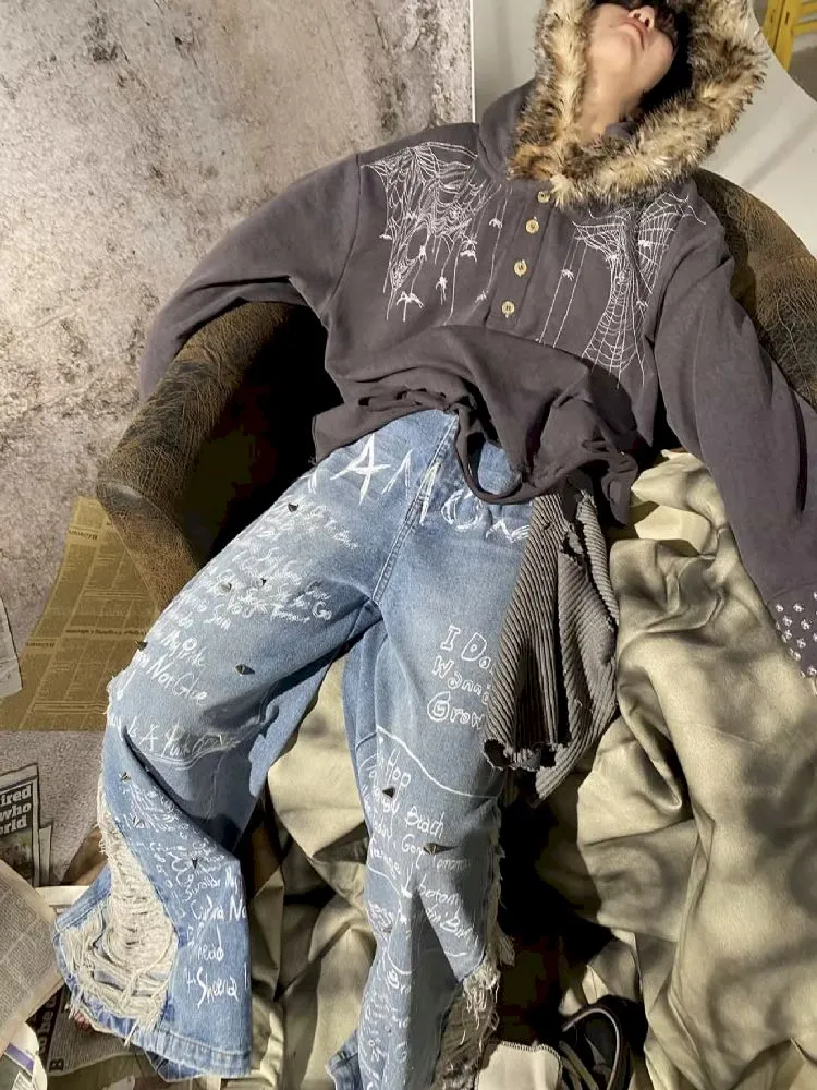 Spider Fur Collar Hoodie