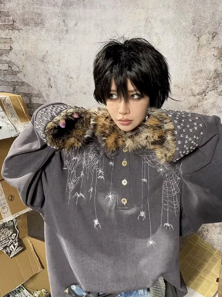 Spider Fur Collar Hoodie
