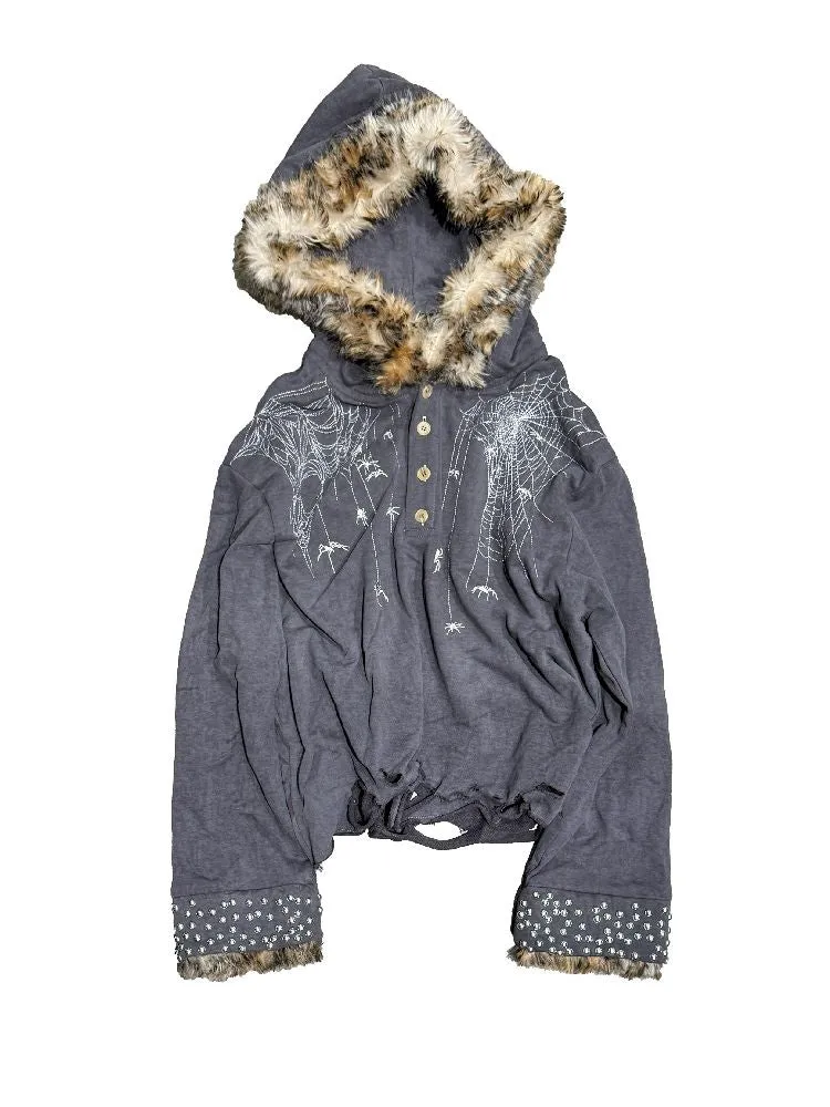Spider Fur Collar Hoodie