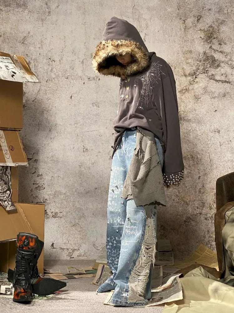 Spider Fur Collar Hoodie