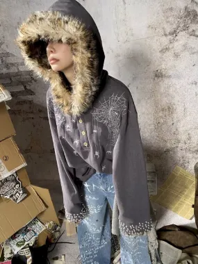 Spider Fur Collar Hoodie