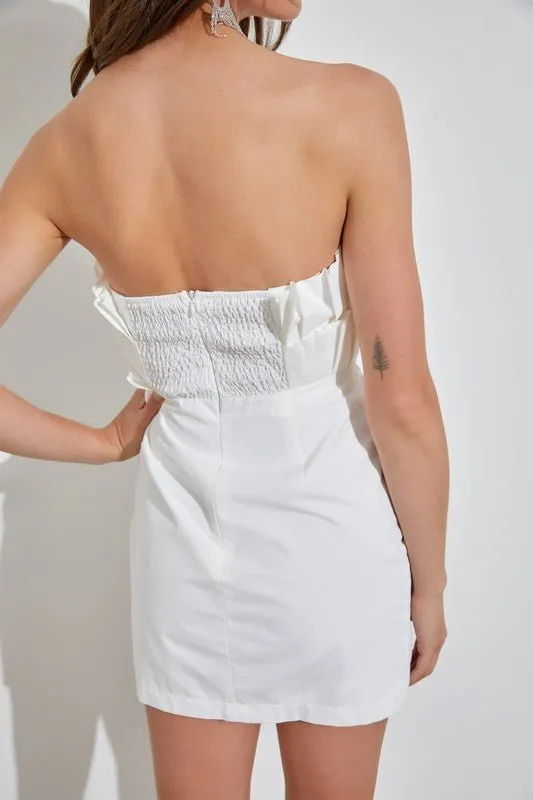 Strapless Ruffle Mini Dress