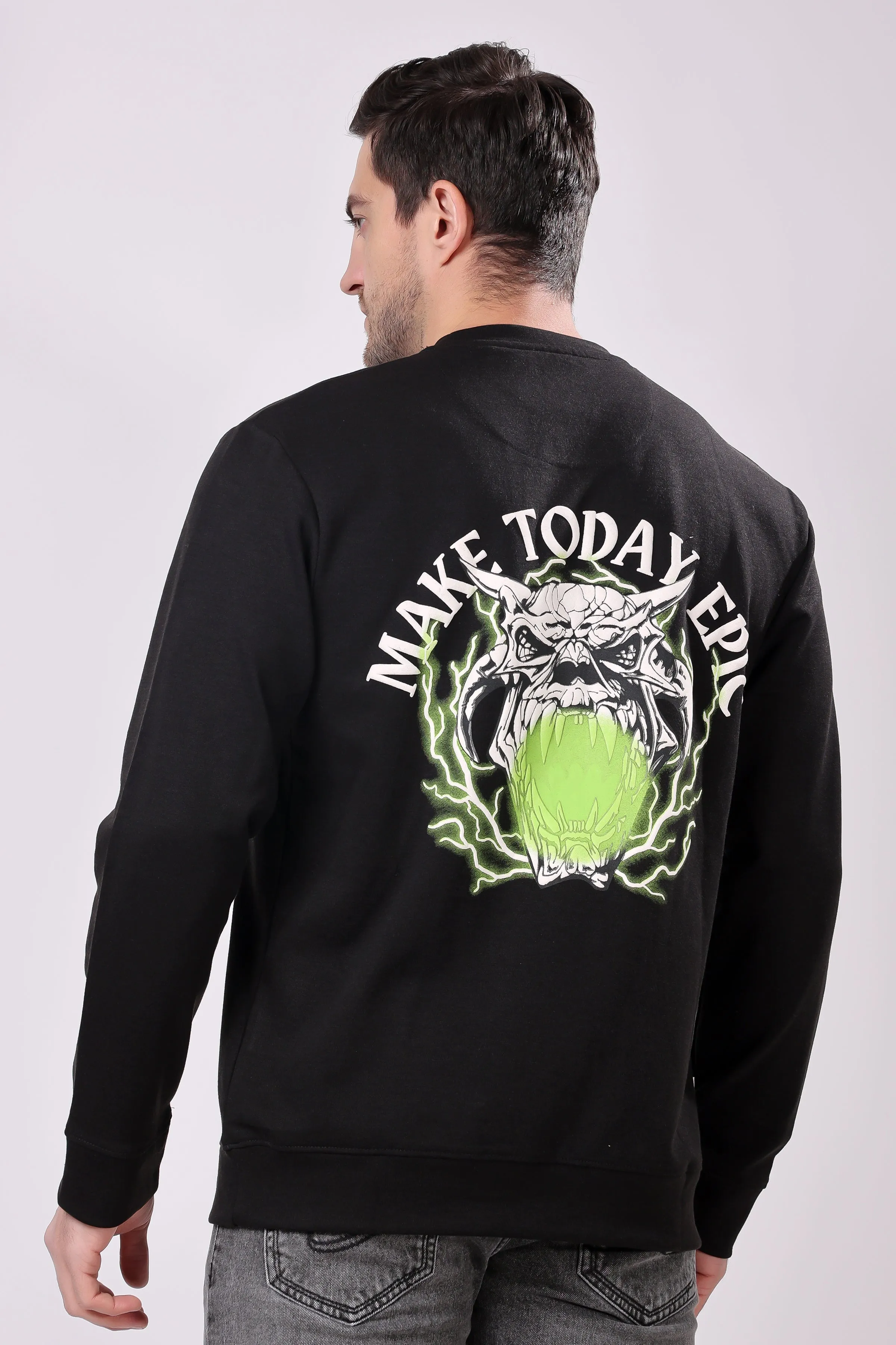 STYLOX Printed Cotton Round Neck Sweatshirt For Men