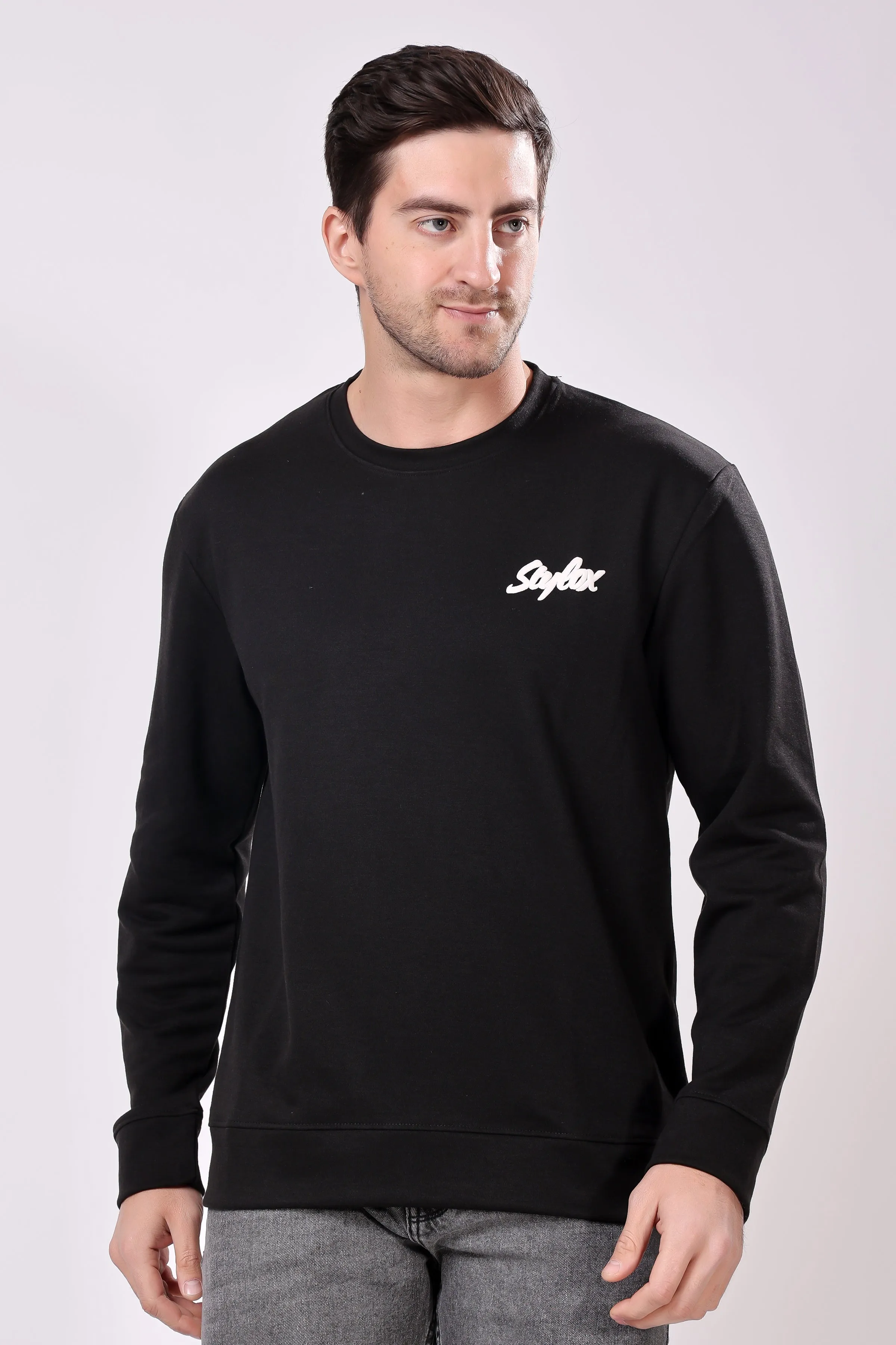 STYLOX Printed Cotton Round Neck Sweatshirt For Men