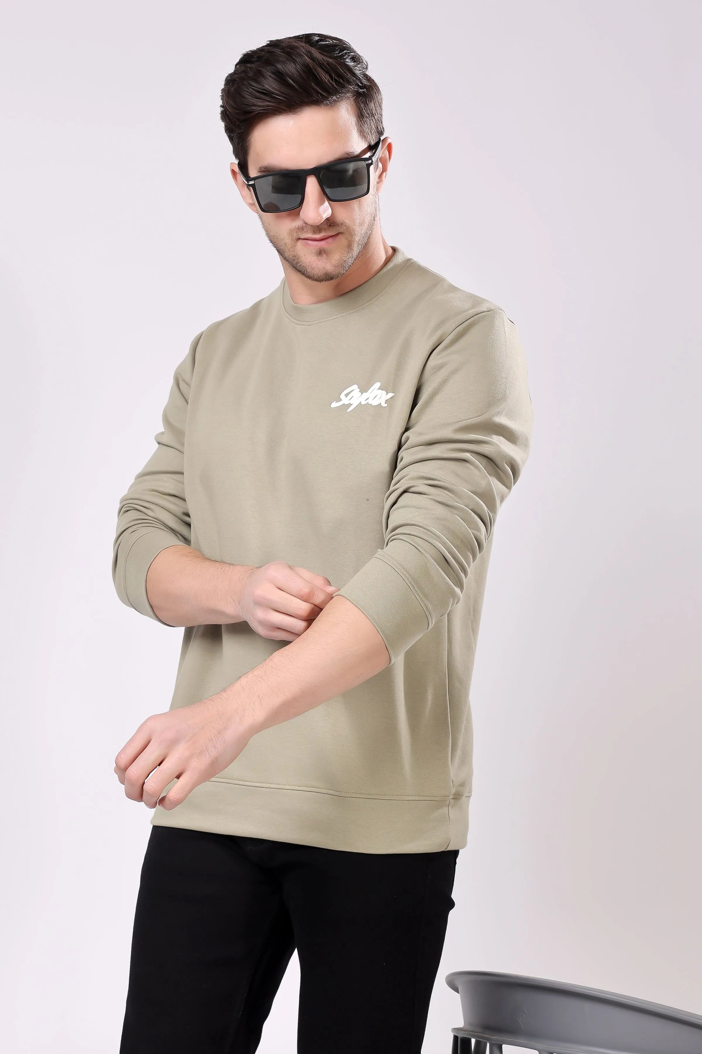 STYLOX Printed Cotton Round Neck Sweatshirt For Men