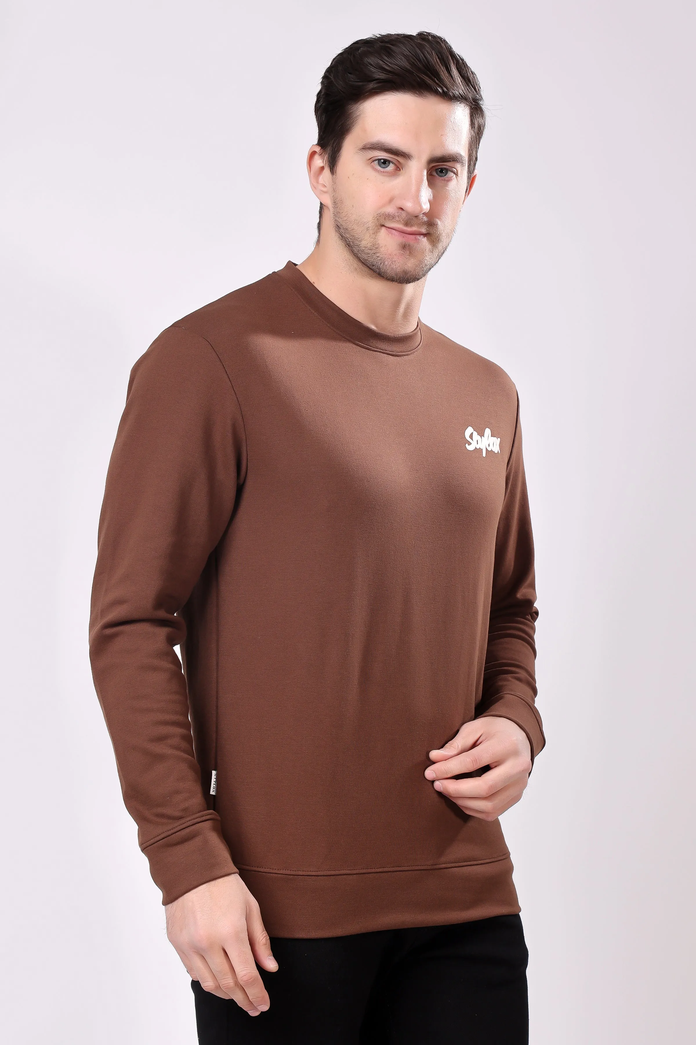 STYLOX Printed Cotton Round Neck Sweatshirt For Men