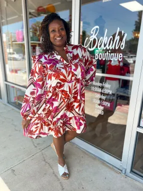 Subtle Sass Satin Print Dress (C)