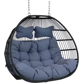 Sunnydaze Liza Loveseat Egg Chair with Cushions - Gray