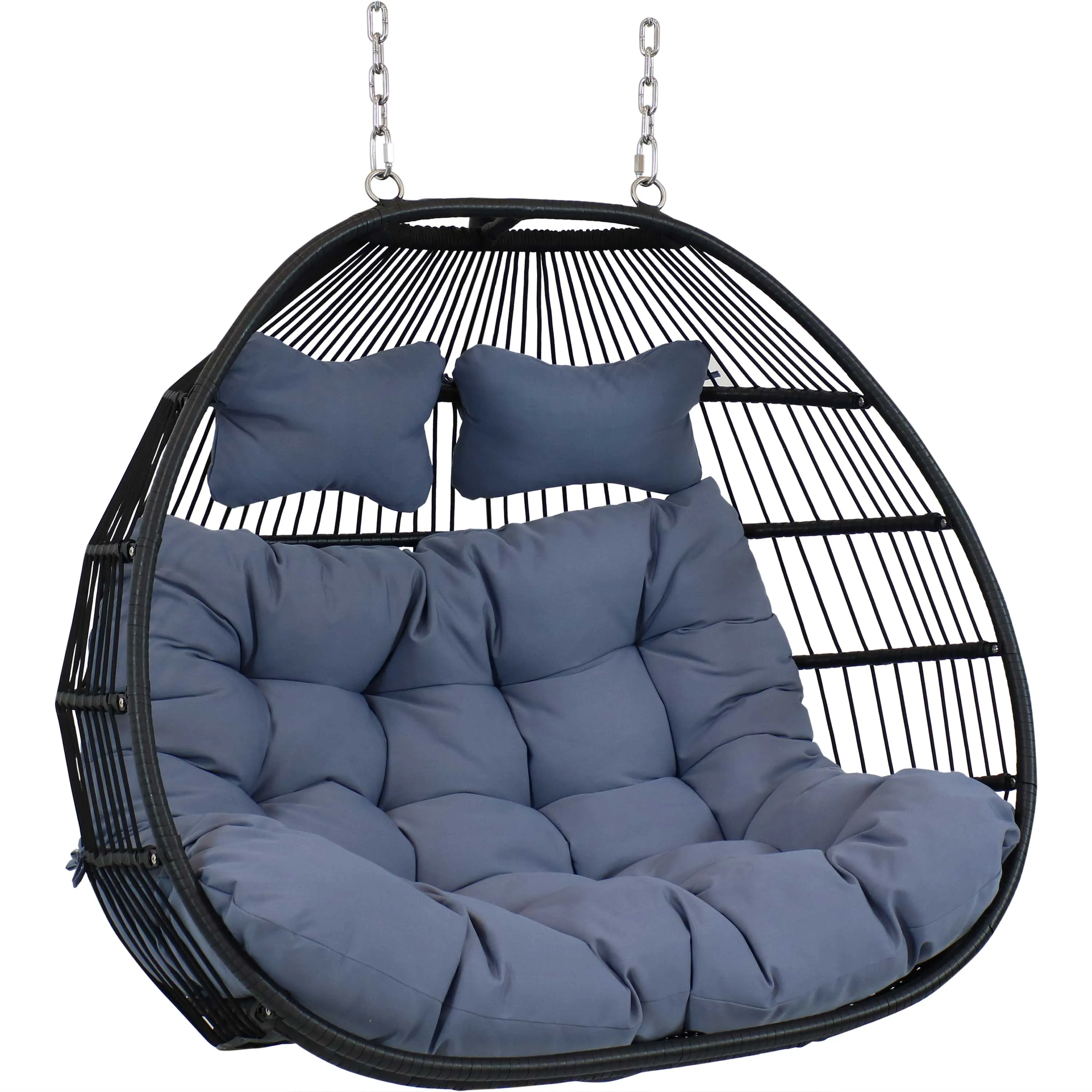 Sunnydaze Liza Loveseat Egg Chair with Cushions - Gray
