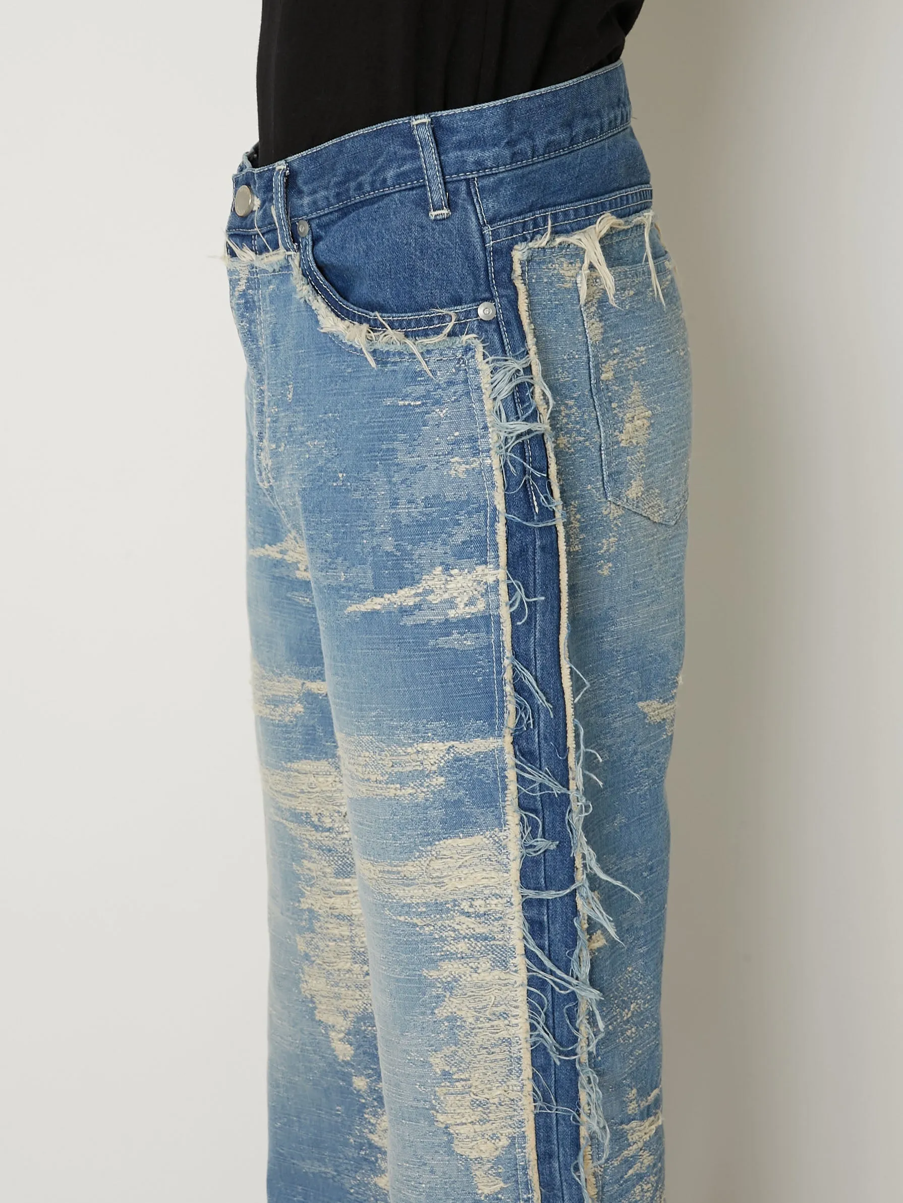 TAAKK DENIM DESIGN FLARED PANTS BLEACH