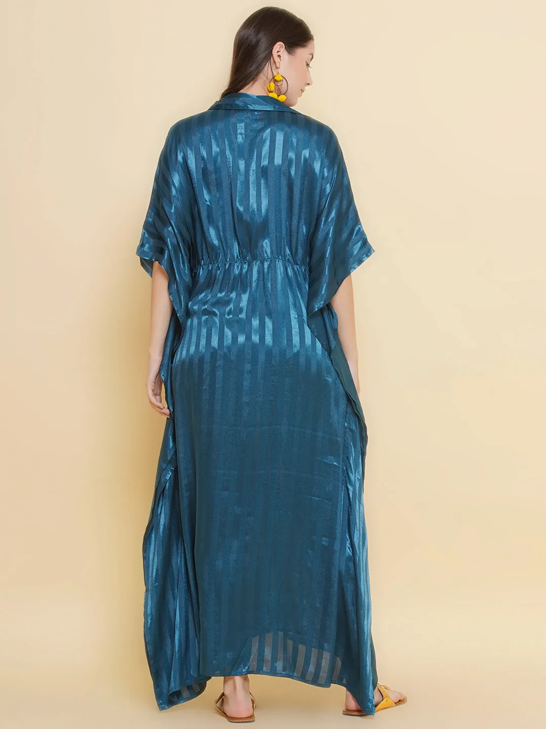 Teal Blue Long Maternity & Nursing Kaftaan Dress