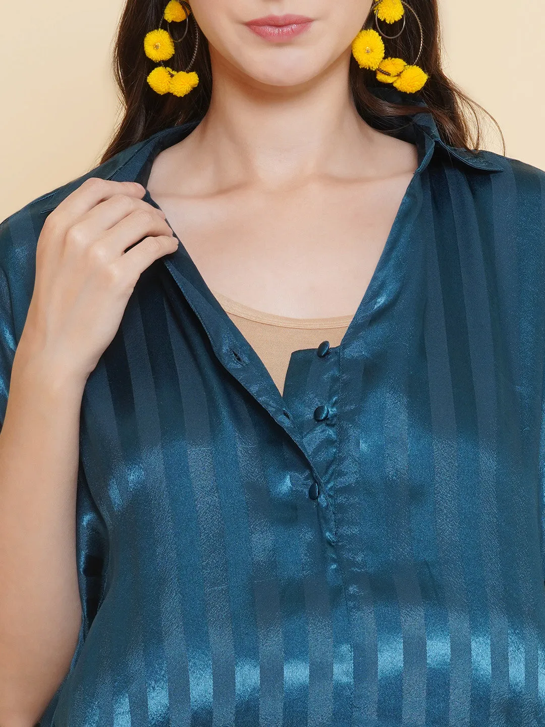 Teal Blue Long Maternity & Nursing Kaftaan Dress
