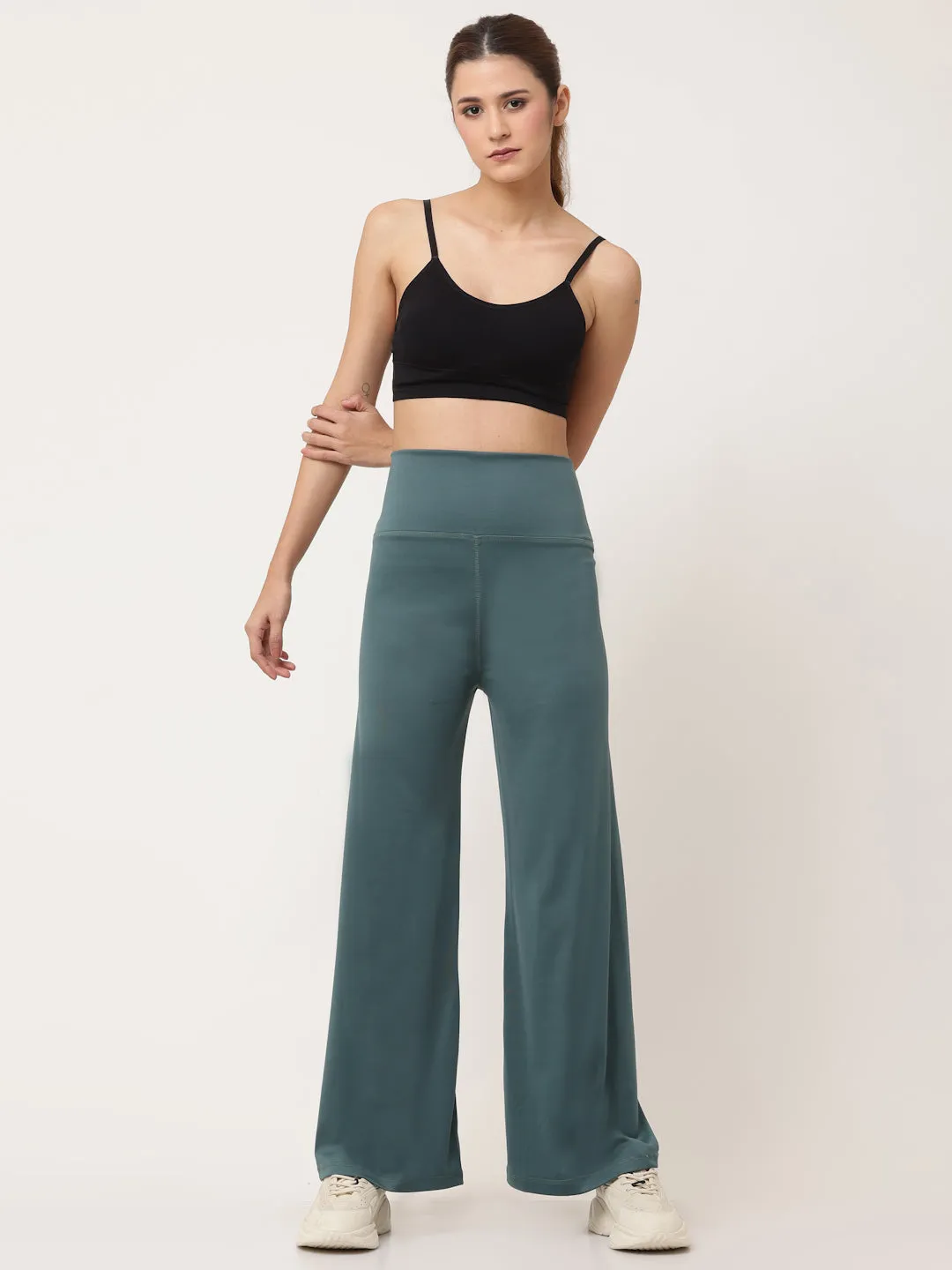 Teal Flared High Rise Full Length Yoga Pants