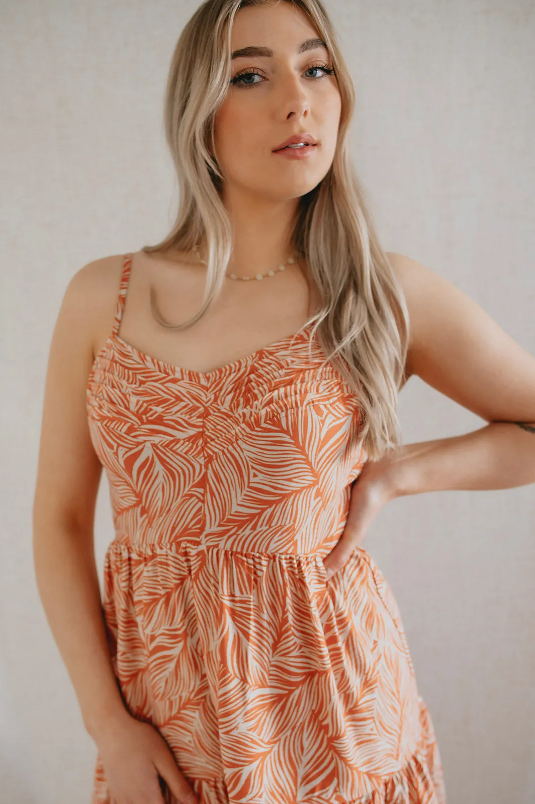 The Geo Leaf Pintuck Mini Dress