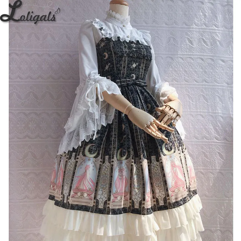 The Legend of Stars ~ Printed Chiffon Lolita JSK Dress Ruffled Party Dress