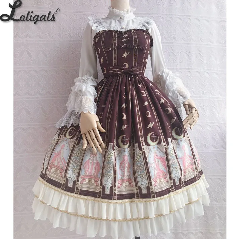 The Legend of Stars ~ Printed Chiffon Lolita JSK Dress Ruffled Party Dress