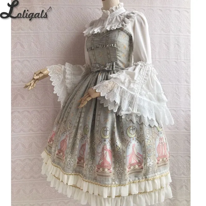 The Legend of Stars ~ Printed Chiffon Lolita JSK Dress Ruffled Party Dress