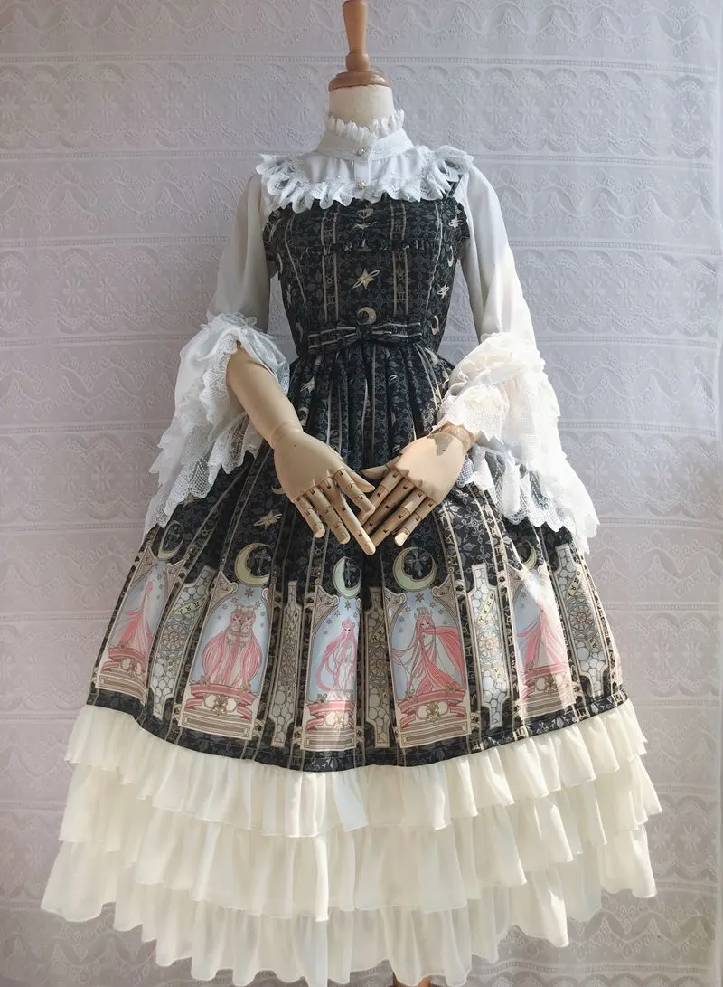 The Legend of Stars ~ Printed Chiffon Lolita JSK Dress Ruffled Party Dress
