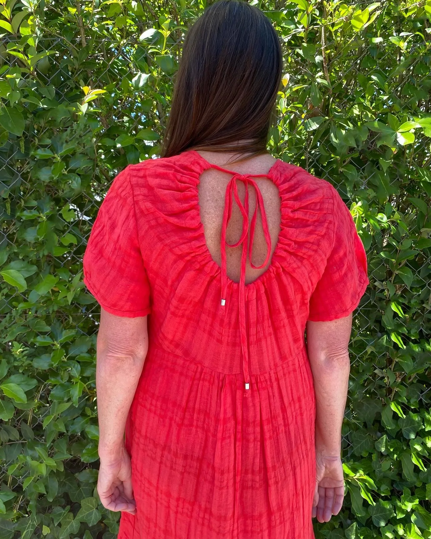 Tiered Crinkle Linen Dress