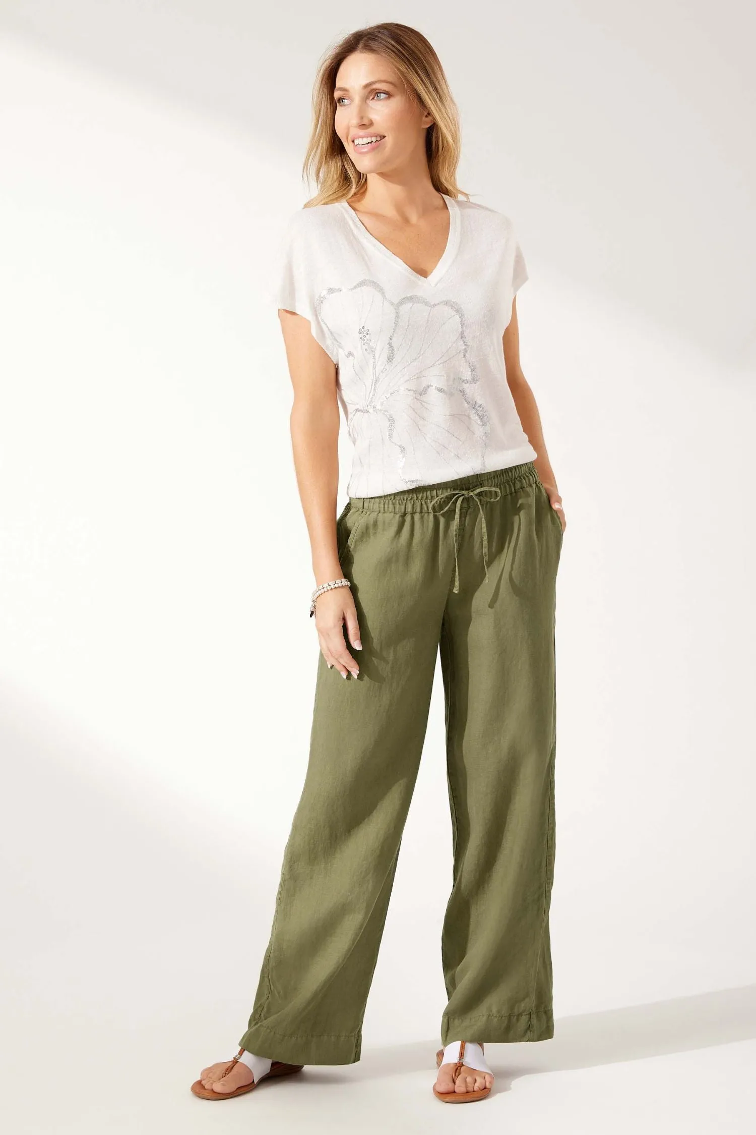 Tommy Bahama Two Palms High-Rise Linen Easy Pants - Style SW120843