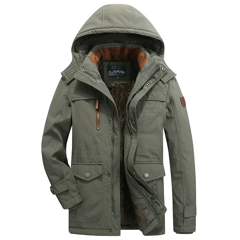 Tommy™ grijze Parka winterjas in militaire stijl met rits